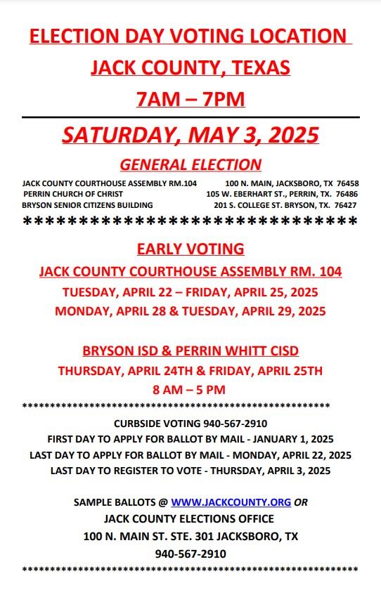 MAY 3 2025 EARLY AND ELECTION DAY POLLING LOCATIONS