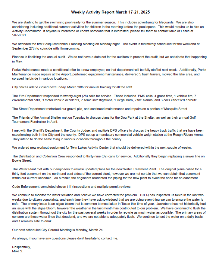 WAR March 17-21, 2025