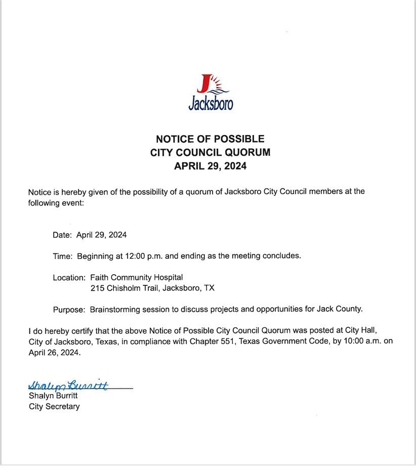 Notice of Quorum 