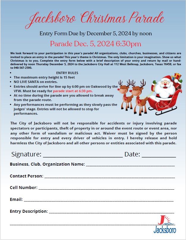 Christmas Parade Entry Form